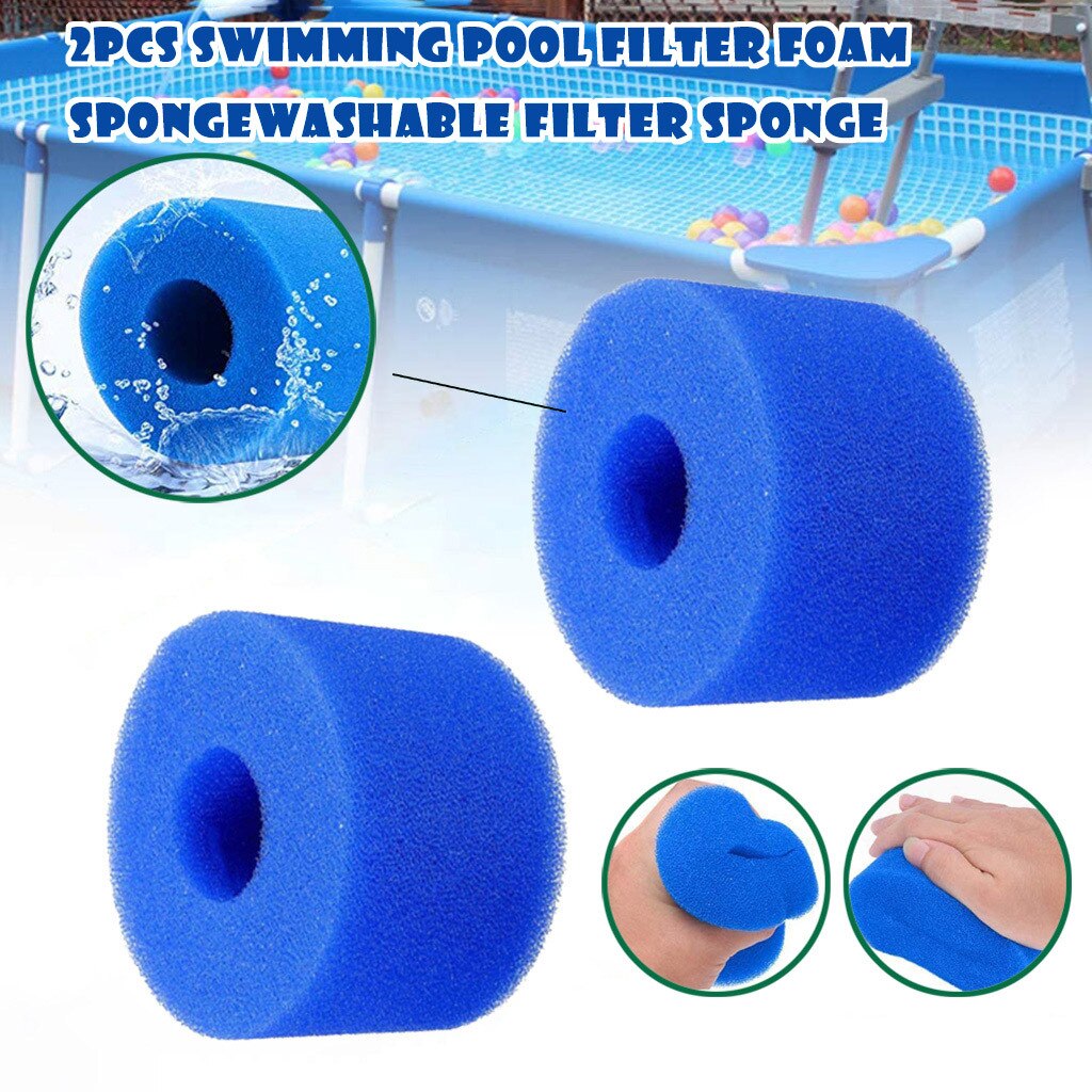 2pcs Swimming Pool Filter Washable Sponge Foam Cartridge Suitable Pool Reusable Swimming Pool Filter Foam Sponge Cartridge