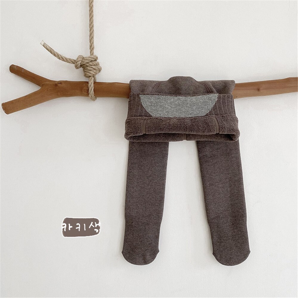 2022 Winter Kids Leggings Fur Lining Girls Tights Skinny Warm Fleece Leggings kids Pants Winter Kids Pants Children AA5636: dousha / 3-5Y