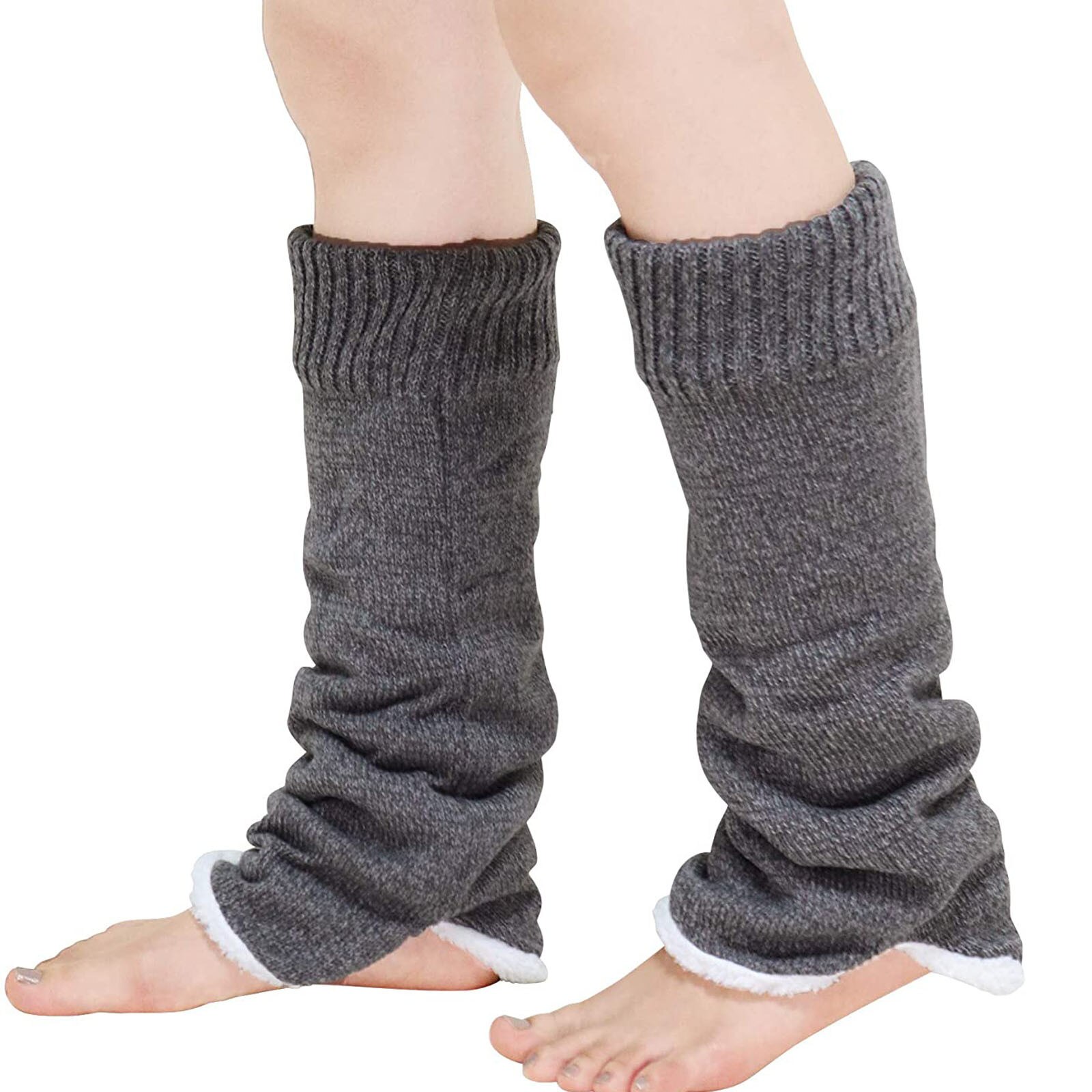 Calentadores de piernas de Invierno para mujer, largos, cálidos, gruesos, a prueba de frío, de felpa, estilo japonés, tejido sólido, calentadores de piernas: C
