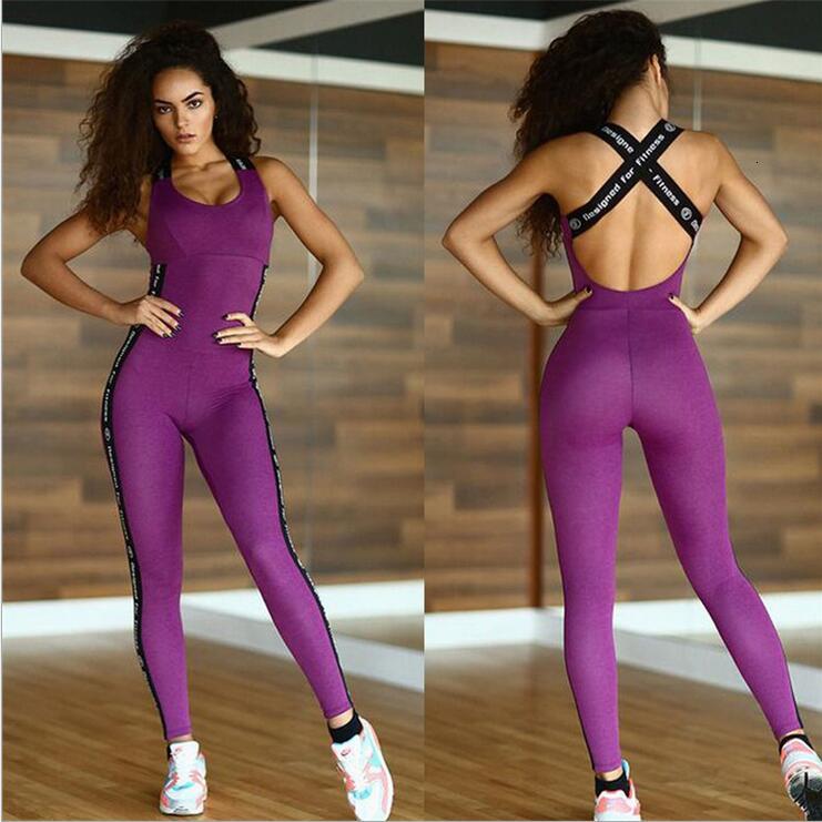 Een Stuk Vrouwen Yoga Set Siamese Broek Mouwloze Backless Legging Sexy Vrouwelijke Fitness Gym sport jumpsuit