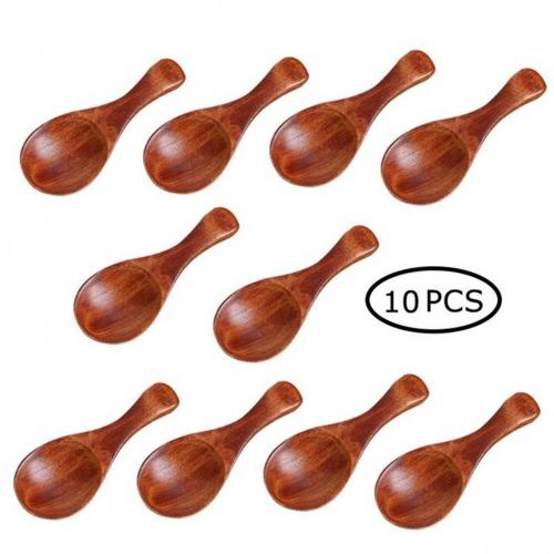 10Pcs Wooden Measuring Spoon Wooden Measuring Scale Spoon Scoop Coffee Beans Bar Kitchen Baking Tool: Dark Brown