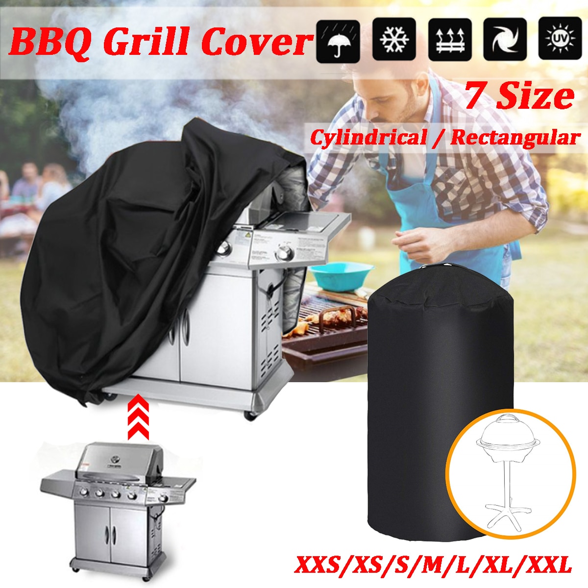 Barbacoa a prueba de agua Barbacoa cubierta para lluvia de exterior parrilla Barbacoa protector contra el polvo para Gas carbón eléctrico Barbe