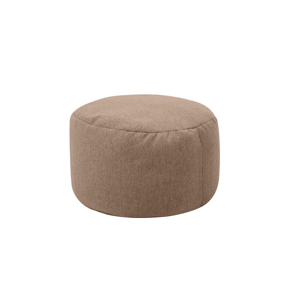 Små runde sækkestole sofaer dækker vandtæt gaming seng stol sæde sækkestol ensfarvet liggestol sofa bomuld linned stol bugt: Brun