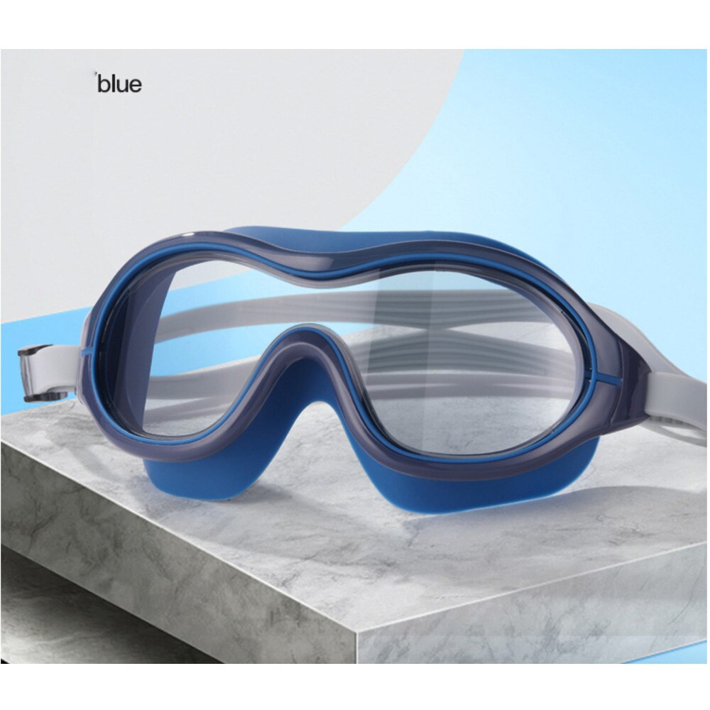 swimming goggles big frame HD trend waterproof anti-fog swimming glasses men and women adult goggles: BLUE
