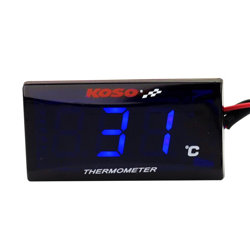 Motorcycle Digital Thermometer Water Temperature Meter with Backlight Display Motorcycles Thermometer Voltmeter Timer: Blue