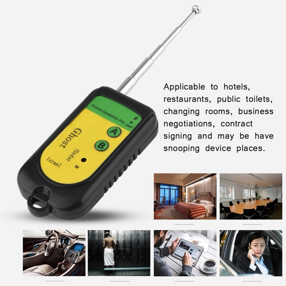 Signal fejl rf detektor kamera gsm trådløs enhed detektion hunde 100 ~ 2400 mhz 1.5v sort mobiltelefon signal detektion maskine