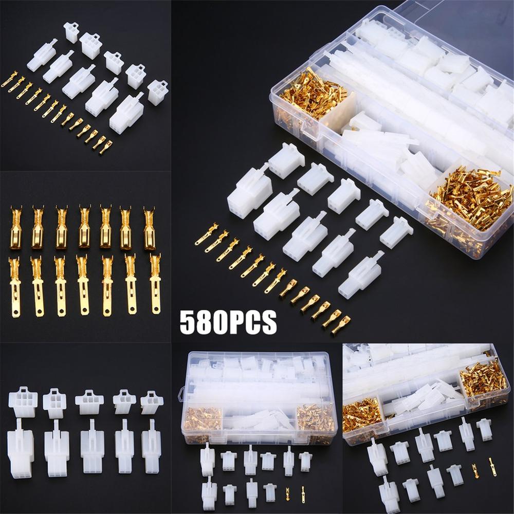 580 Uds 2,8mm 2/3/4/6/9 pin motocicleta automotriz terminal de cable eléctrico macho hembra conector de cable Kits
