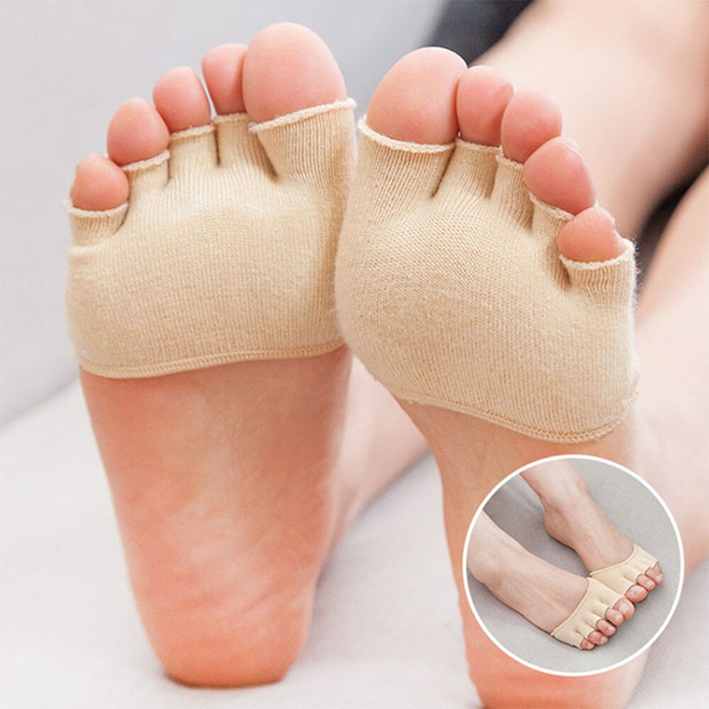 1 Pair Breathable Cotton Five Finger Toe Socks Elastic Bunion Sleeve Protector Hallux Valgus Foot Toe Corrector Foot Care: Beige