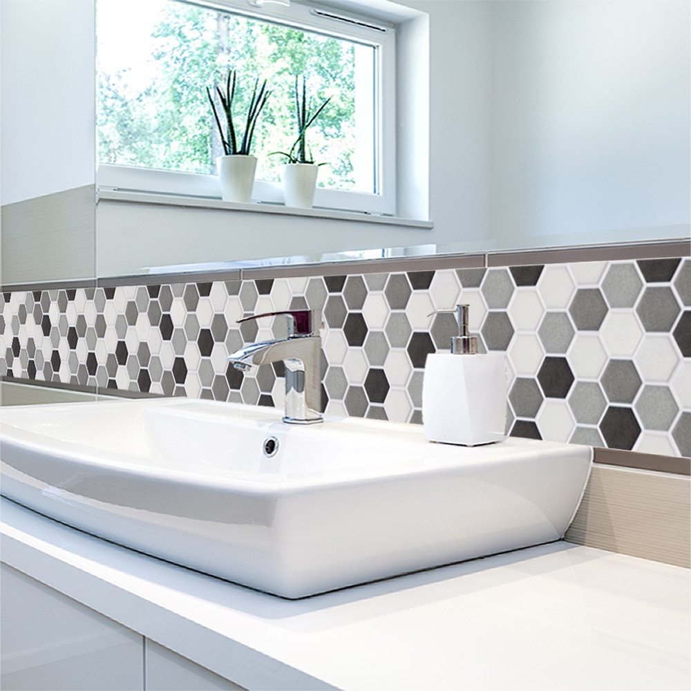 Vinyl fliser vægklistermærker selvklæbende mosaik pvc sekskantet væg mærkat køkken badeværelse anti olie hjem wallsticker indretning 20*100cm