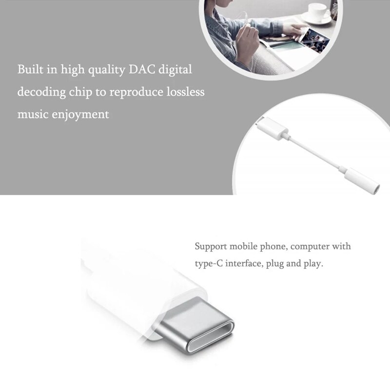 CK10 HIFI DAC wzmacniacz słuchawkowy rodzaj-c robić 3.5mm o adapter cześć-res Super słuchawki konwerter bezstratny (biały)