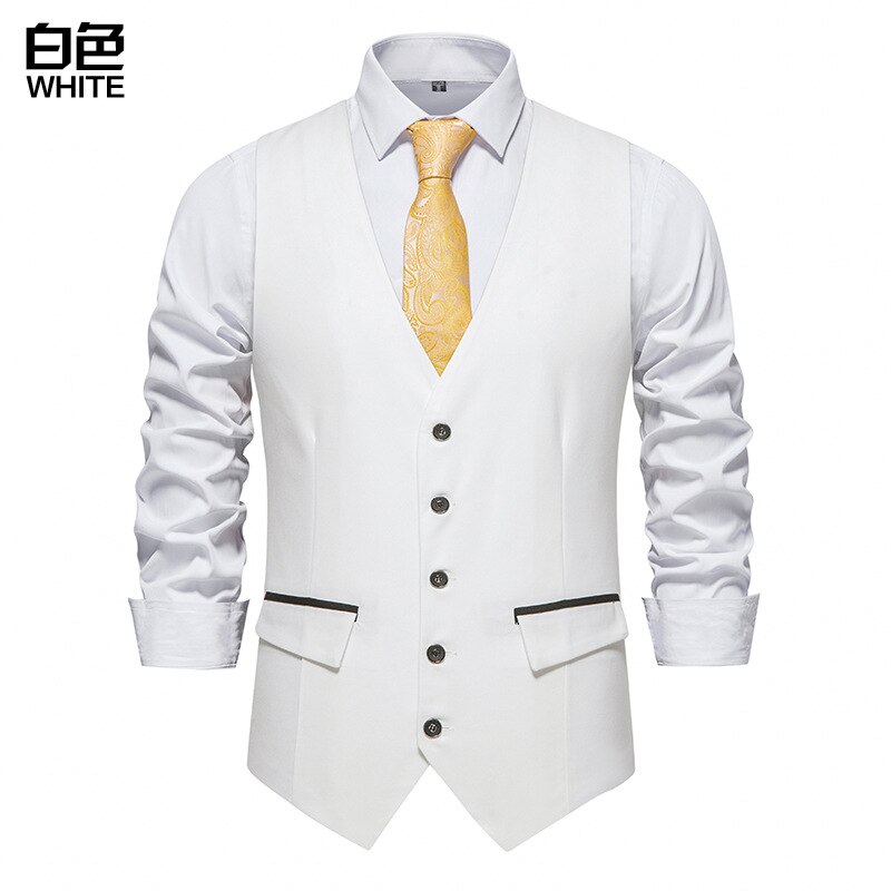 White Wedding Groom Suit Vest for Men 2022 Spring Slim Fit Sleeveless Tuxedo Vests Mens Formal Business Waistcoat Gilet 2XL: White / US Size S