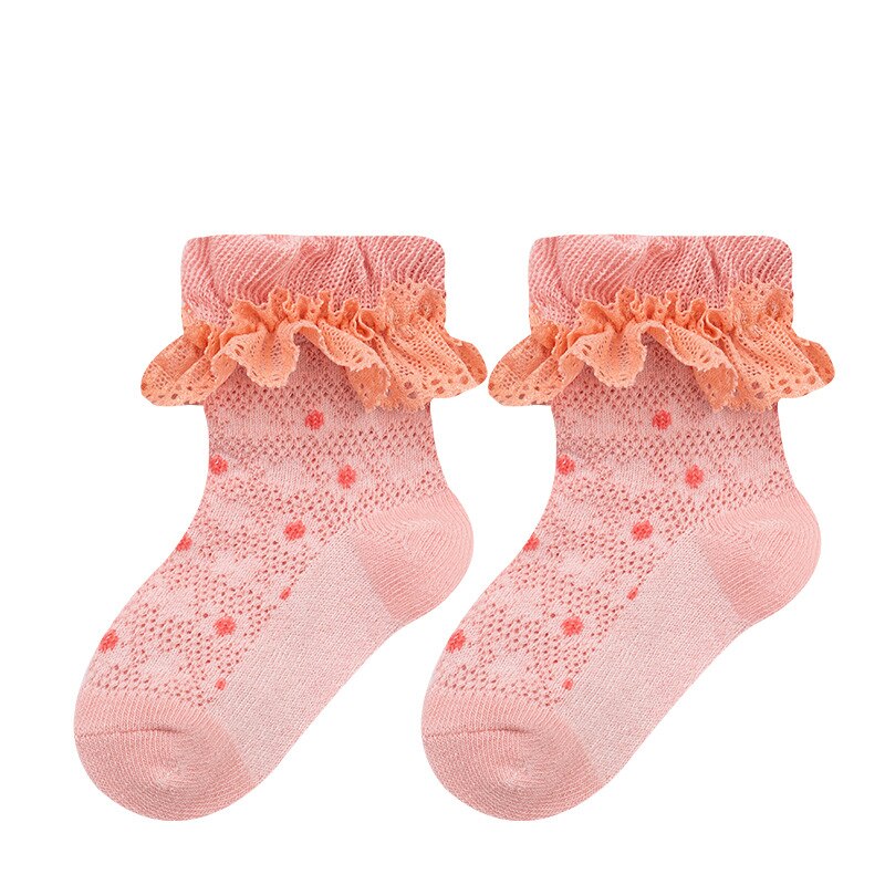 Summer Children Thin Cotton Princess Socks Baby Infant Girls Sweet Breathable Mesh Lace Socks Clothes Accessories: pink / L(3-5 years)