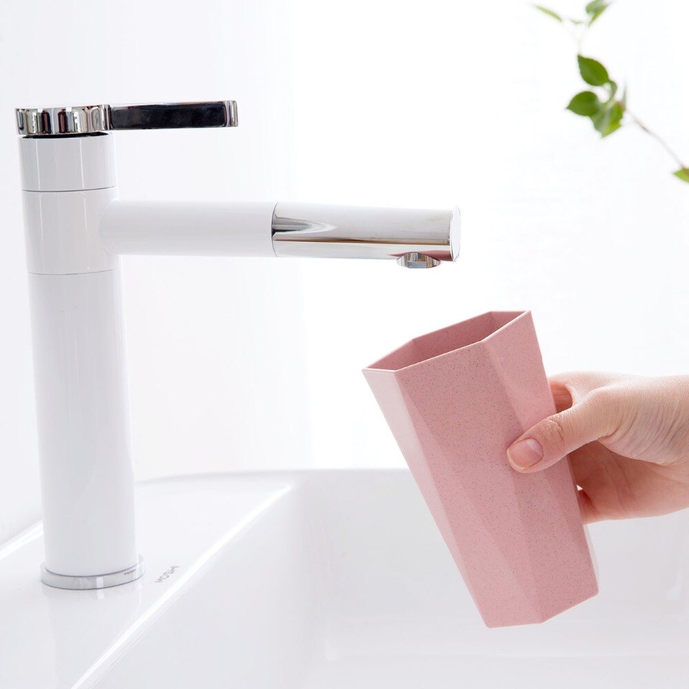 Rhombus badkamer beker nordic plastic beker badkamer tandenborstelhouder rietje beker gemakkelijk vast te pakken wassen drinken thuis badkamer