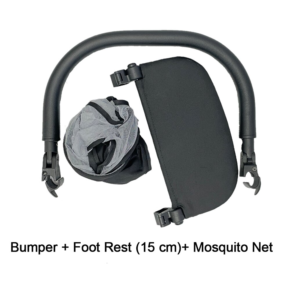 Kinderwagen Accessoires Bumper Bar Been Rest Klamboe Voor Babyzen Yoyo & YOYO2, voetsteun Handguard Bugs Net Fit Yoya: Black