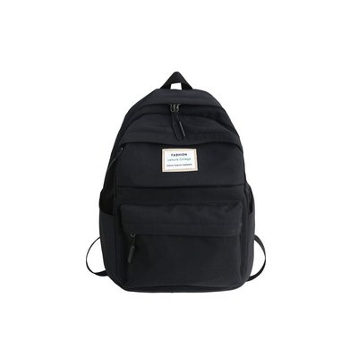 Solid rosa ryggsäck märke unisex fritid eller resväska stor kapacitet färsk skolväska för tonårsflickor över natten: Svart