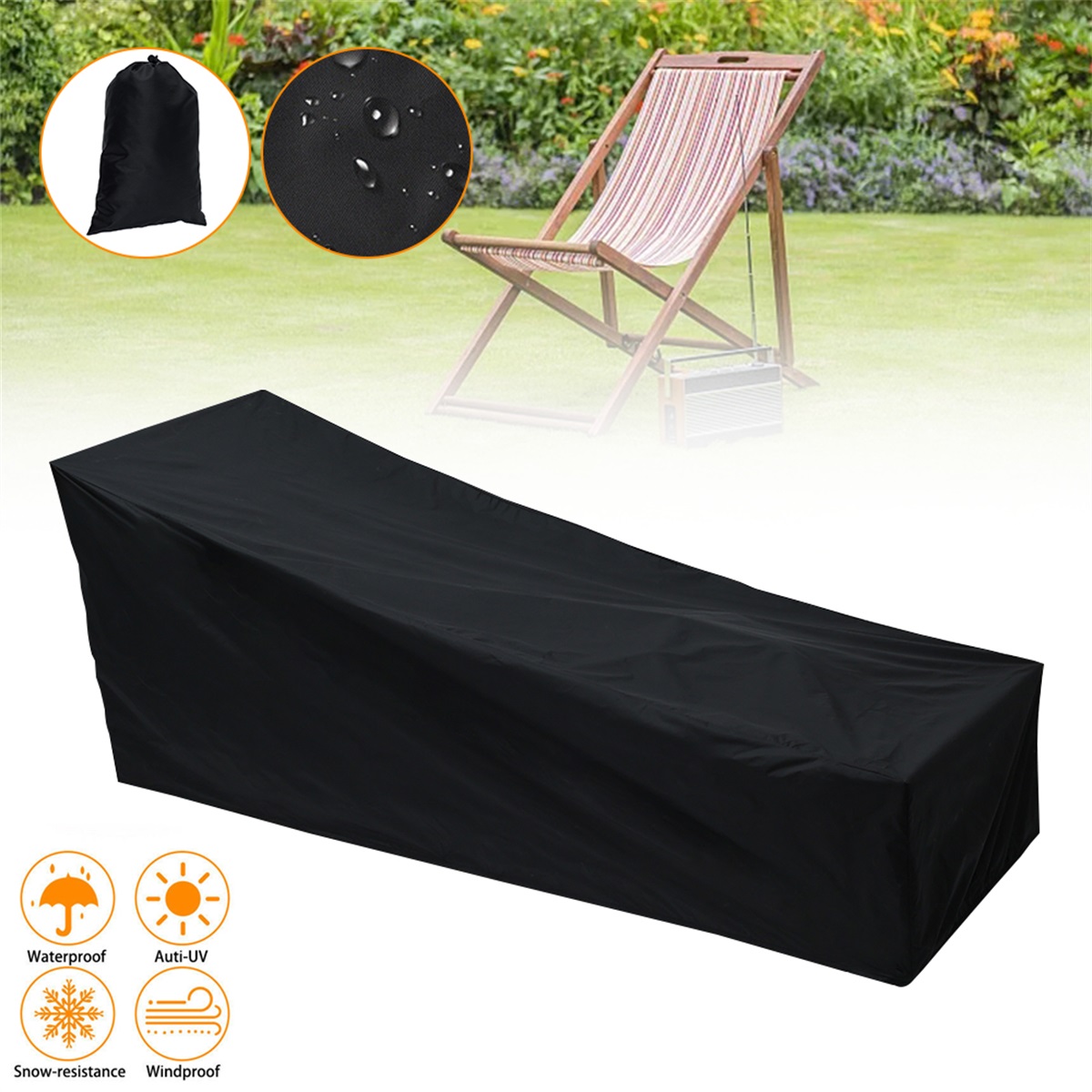 Outdoor Garden Sunbed Cover Sun Lounger Cover Patio Outdoor Lounge Chair Recliner Protective Cover Furniture Waterproof Cover