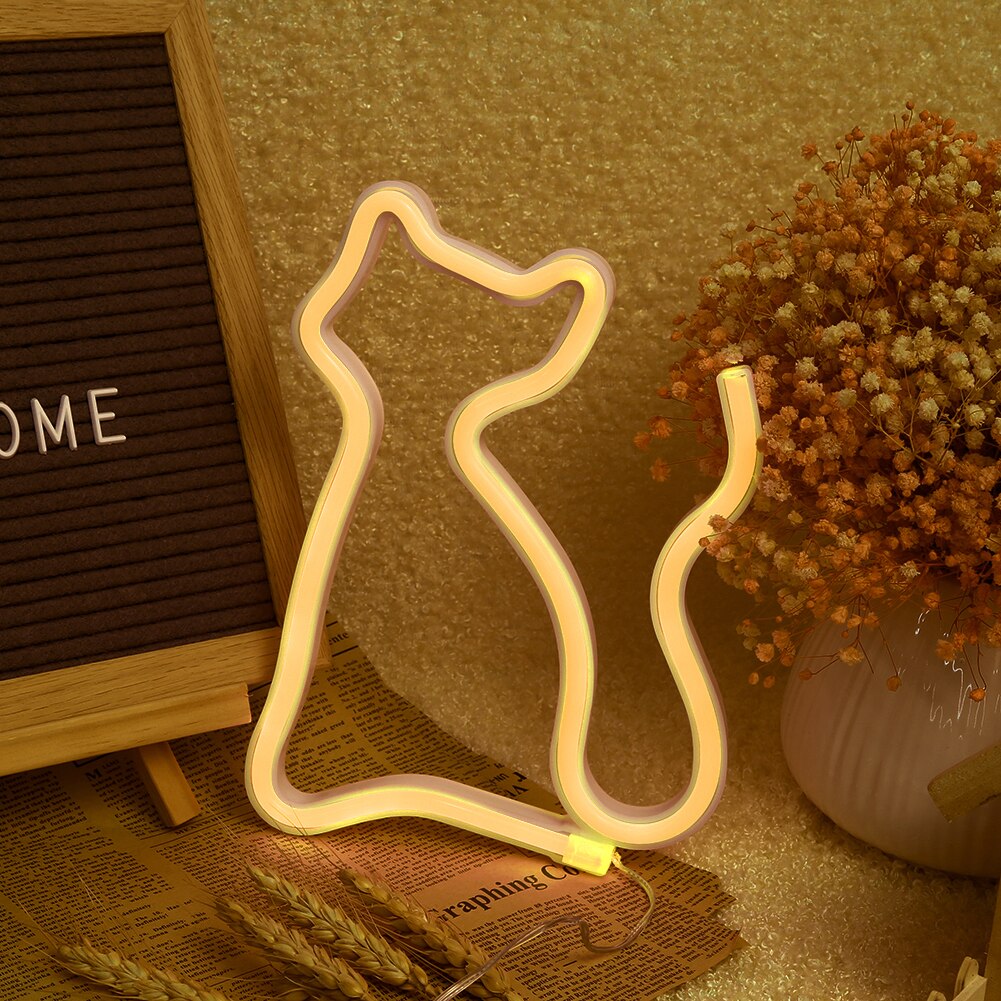 LED tonnerre chat néon signe nuit fête mariage Art décor lampes noël éclairage nuit lampe chambre nuit lampe
