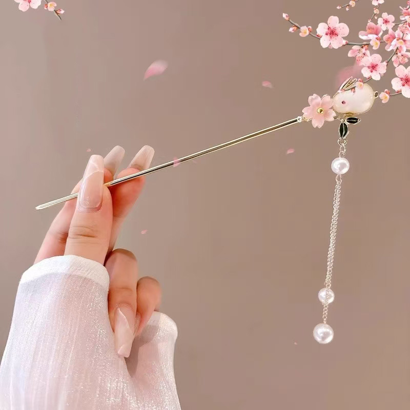 Accesorio para el cabello de estilo chino romántico, joyería de aleación, aguja para el cabello para mujer, adecuado para uso diario, , horquilla de para niñas, 1 ud.: COLOR ORO ROSADO