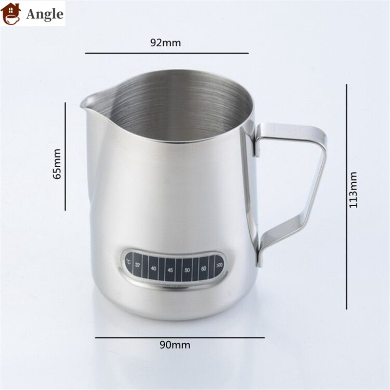 Moussage café pichet tirer fleur tasse avec thermomètre intégré appuccino lait Pot expresso tasses Latte Art lait