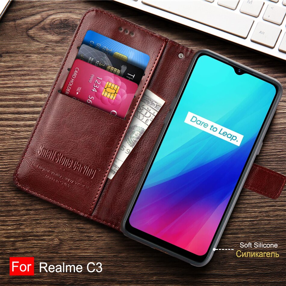 Case Voor Realme C3 Case Soft Silicon Tpu &amp; Leather Flip Back Cover Voor Oppo Realme C3 RMX2020 C 3 coque Capa Funda 6.5Inch Huid