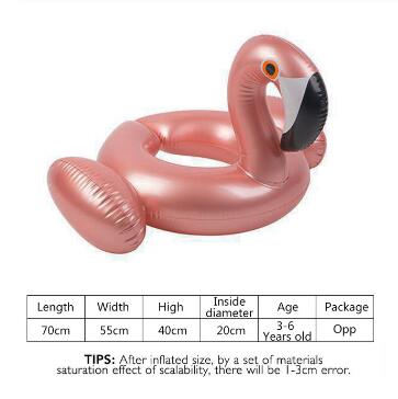 Uppblåsbar cirkel baby flamingo flyta simring uppblåsbar enhörning pool flyta barnstol luftmadrass vatten leksaker: Delat roséguld