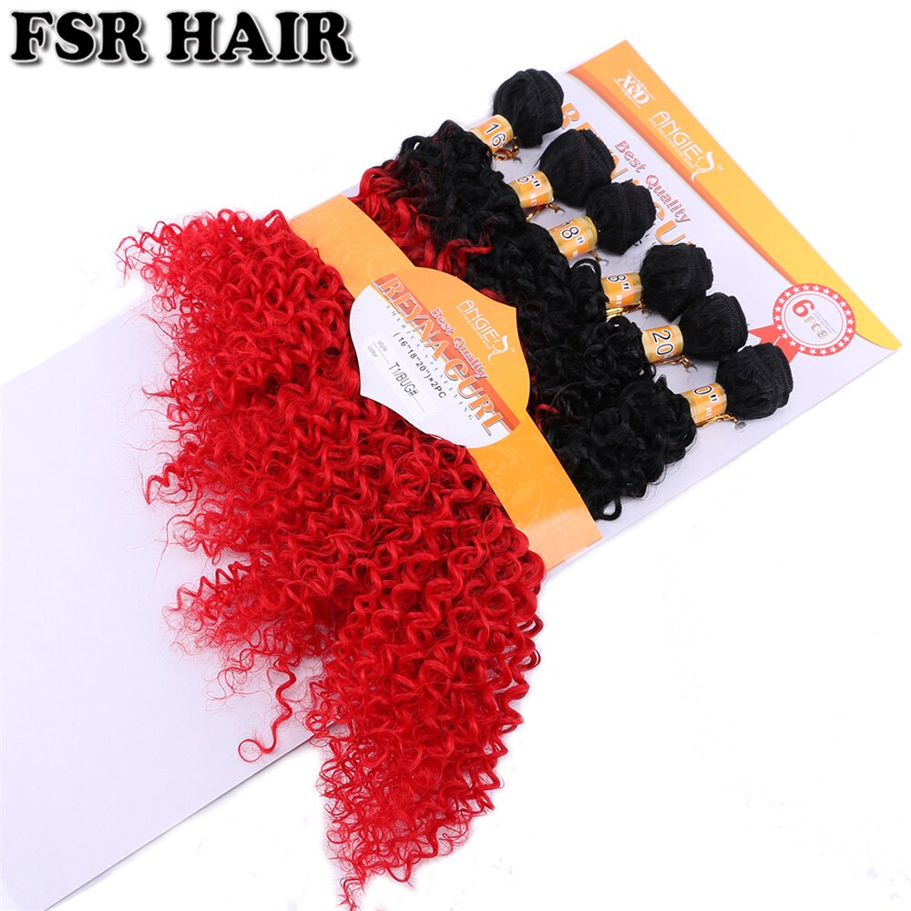 Reyna curly ombre hiusnippu mutkaiset kiharat hiukset kudos 16-20 tuumaa 6 kpl yksi setti afrokiharat synteettiset hiuspidennykset