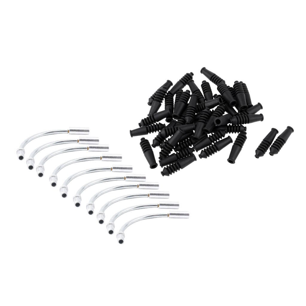 10x Brake Noodle V-Brake Cable Guide 90/110° Bent &amp; 20x Black Boots for Folding Bicycle Mountain Road Bike Front/Rear V-brakes