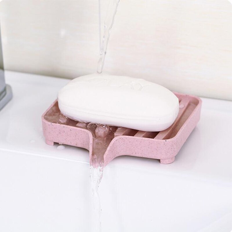 Let sæbedrænning opbevaringsholder sæbeboksplade bakke beholder hjem skridsikker uregelmæssighed fleksibel fleksibel silikone sæbeskål: Lyserød