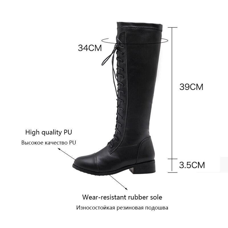 MBR FORCE Spring Autumn Women Shoes Casual High Top Long Boots Lace-Up Comfortable Cool Girl female Boots Sneakers Size 34-43