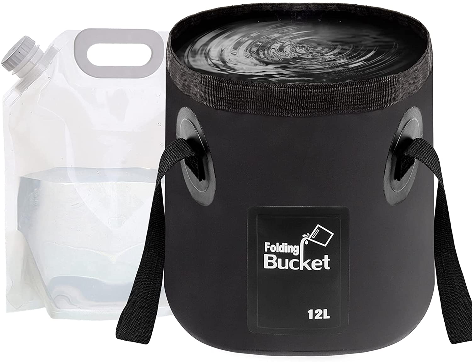 MNT10 Buitenshuis Opvouwbare Emmer in 15L of 20L I Opvouwbare Kom van Stevig Zeildoek I Als Camping Afwasteil, Spoelbak of als Opvouwbare Emmer voor Campingdiensten, Bestek (Groen 15L