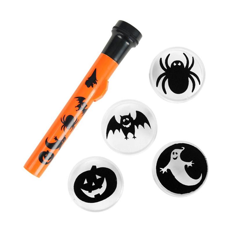 Kids Cartoon Projector Zaklamp Pompoen Led Lichtgevende Pompoen Lamp Speelgoed Met 5 Verschillende Lenzen Halloween Party Speelgoed