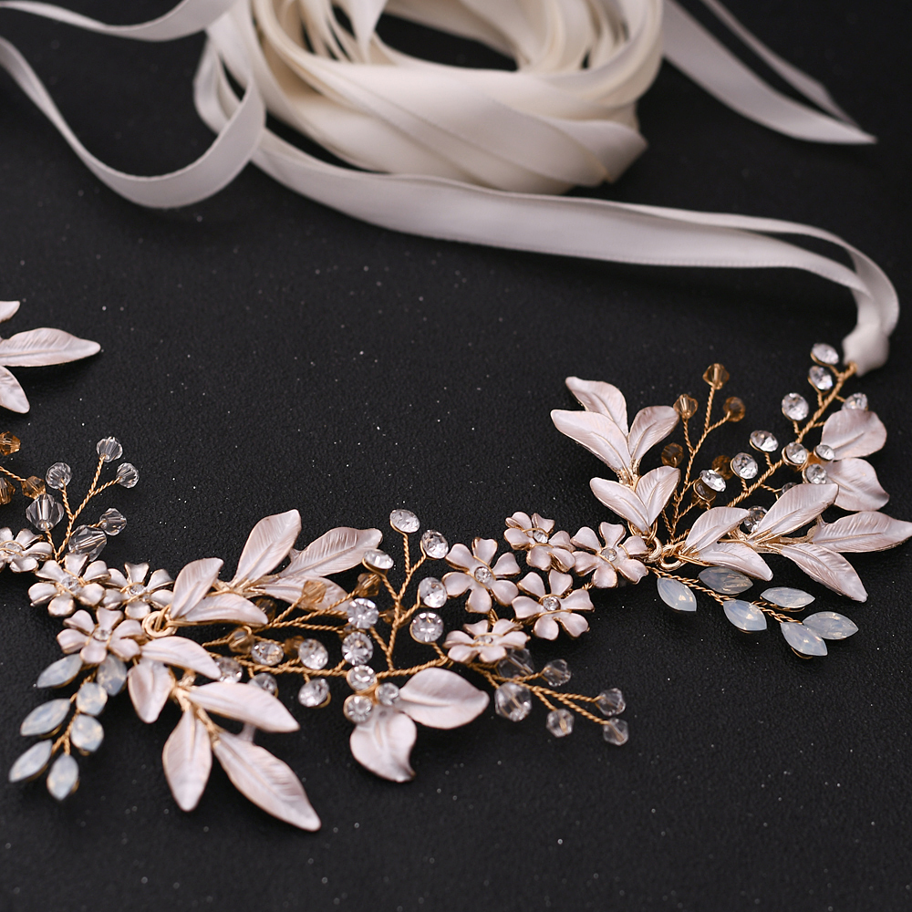 Trixy  sh278- g champagne gouden riem trouwriemen strass riemen bruidsjurk riem bruiloft accessoires bruidssjerp bruidsriem