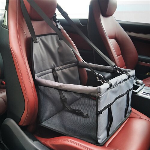 Panier de transport chat chien de luxe | Siège de voiture pour petits chiens, pliable rehausseur de voiture avec boucle de sécurité, accessoires de voyage pour voiture pour animaux de compagnie: Gray