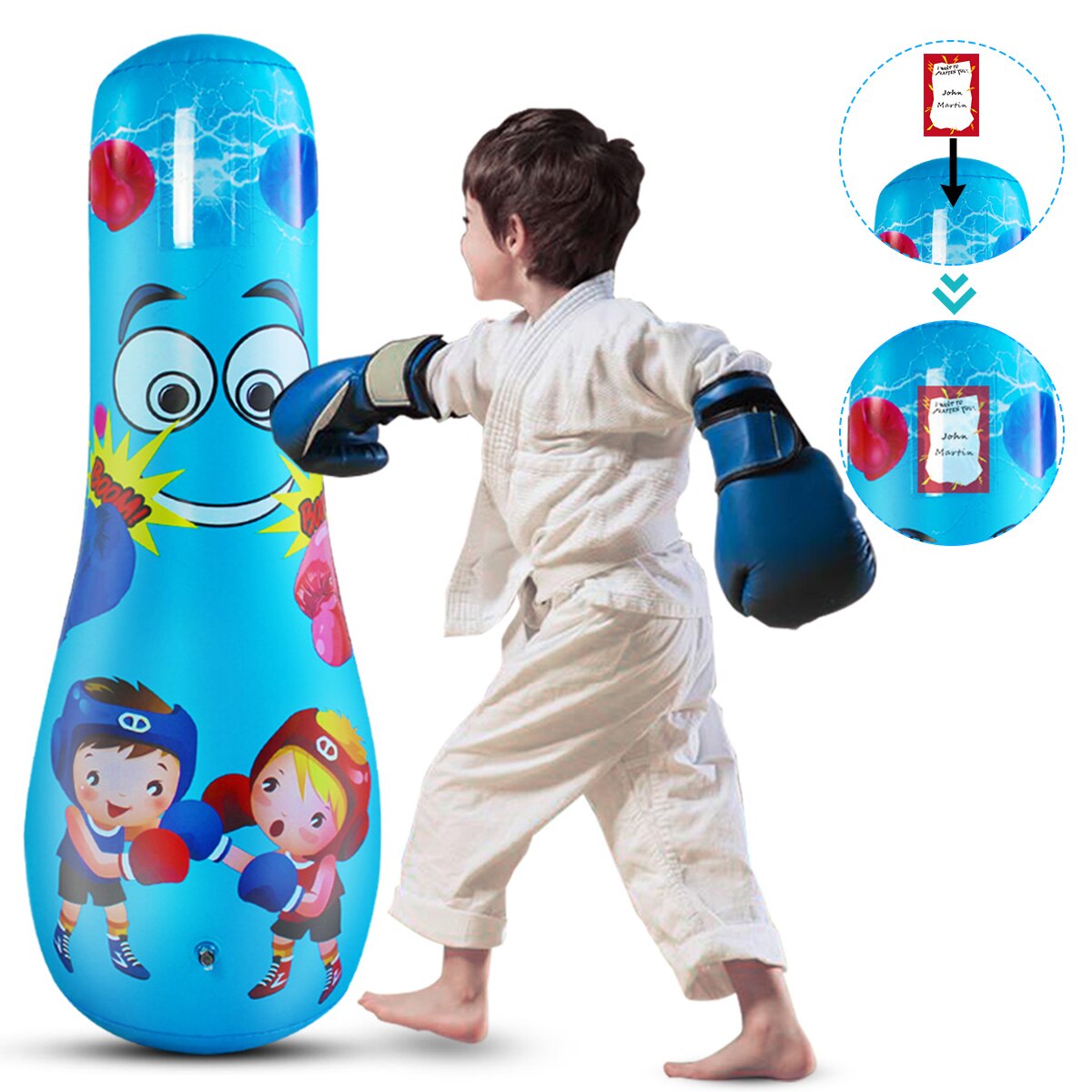 Unisex børn tumbler boksesæk fitness oppustelige børn sandsæk hjemmegymnastik fitness boksning kamp træning stress relief legetøj