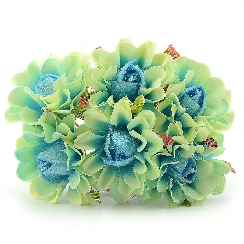 Bouquet de pavot en imitation soie artificielle, 6 pièces, bon marché, décoration de mariage, de noël à domicile, couronne à faire soi-même, application artisanale: blue