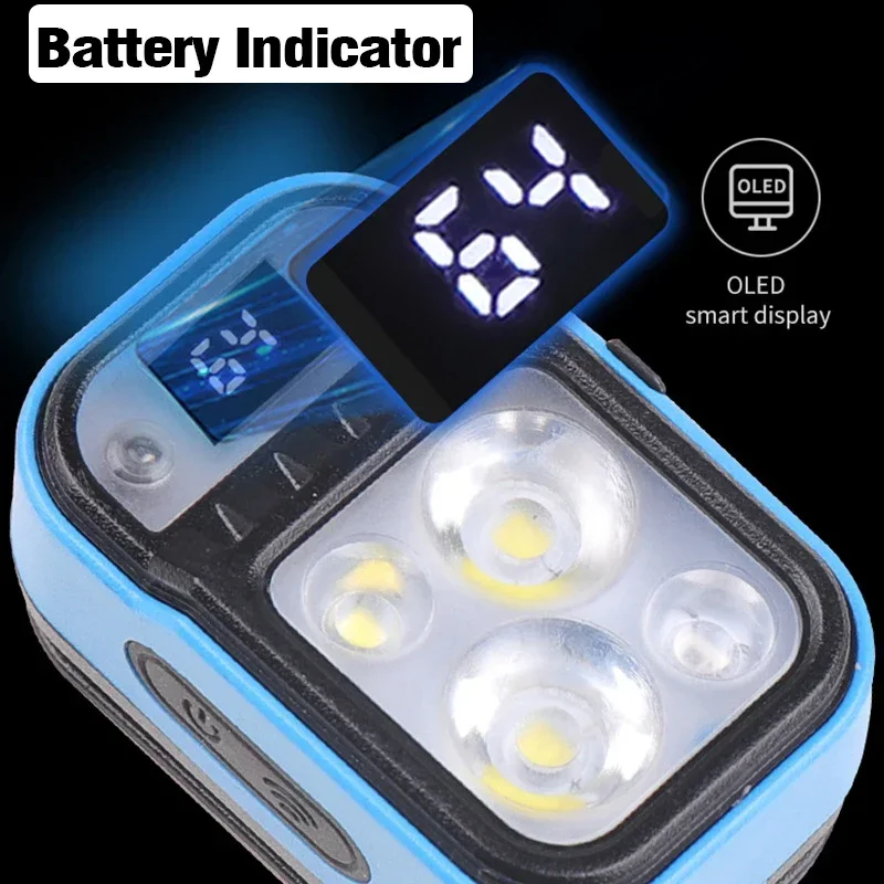 Usb genopladelig multifunktionel led-sensorpandelampe med strømdisplay udendørs vandtæt camping fiskeri nødlampe