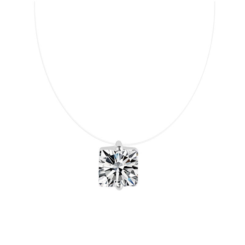 Chaîne transparente AAA Zircon collier Invisible ligne de poisson ras du cou femmes ovale coeur carré étoile goutte d'eau pendentif colliers