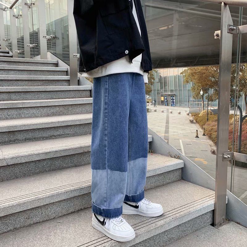 DUEWEER Mens Jeans Spring Autumn Gradient Loose Straight Trousers Men Casual Baggy Plus Size Harajuku Flare Wide Leg Denim Pants