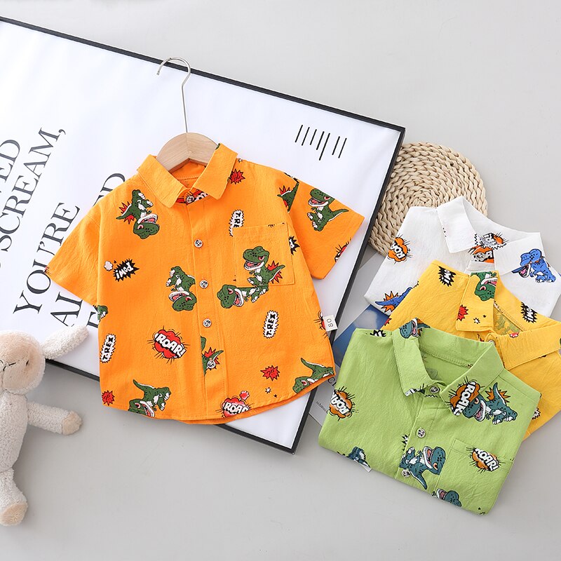 Børn printe dinosaur drenge/piger skjorter børn toppe langærmet baby tøj baby top t-shirts 0-5 år