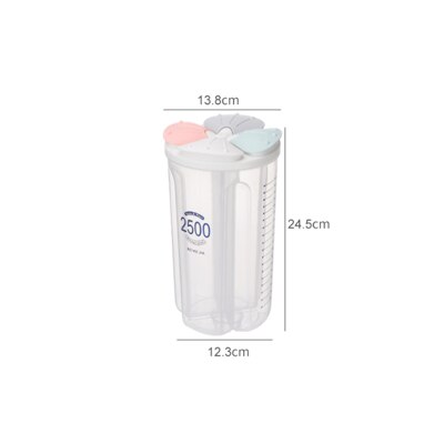 Plastic Opslag Container Conservenblikken Voor Bulk Granen Vochtbestendige Opbergdoos Granen Dispenser Afgesloten Pot Keuken Organizer: 2500ml 4 grids