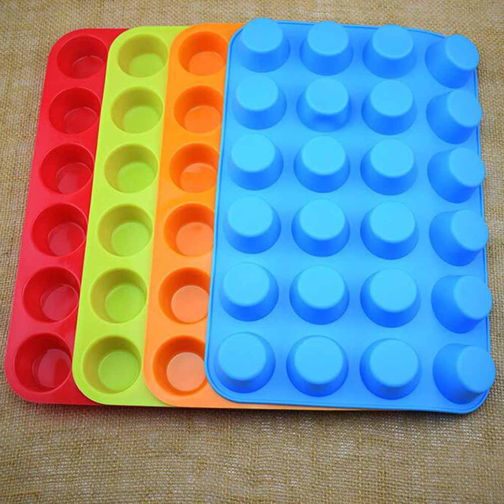 24 Cup Silicone Muffin Mallen Mini Cookies Cupcake Pan Tray Mould Bakvormen Set 33 cm x 22 cm Snoep Voor cake Bakken 4 Kleuren 10160B