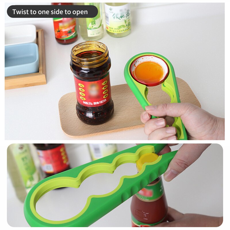 4 in 1 kalebasvormige deksel potopener schroefdop pot blikopener handmatige antislip draaidop flesopener keukengadget