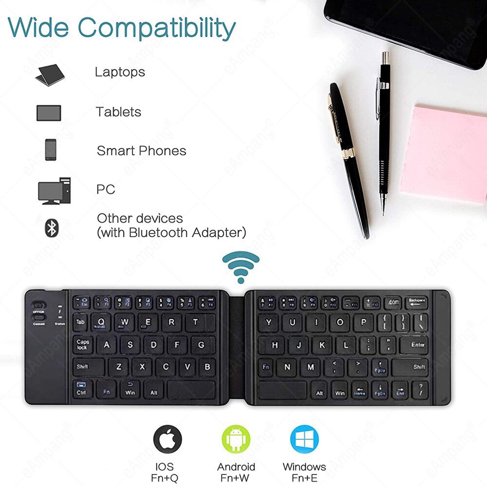 Mini Falten Bluetooth Tastatur Licht Tragbare Drahtlose Tastatur Für Smartphone Mac iOS Fenster Android Tablette Laptop mit Maus