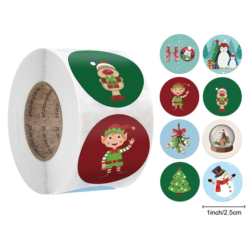 1 cal wesołych świąt naklejki świąteczne cukierki choinkowe torba pieczęć robić naklejenia prezenty bożonarodzeniowe karty dekoracyjne pocztówka etykiety noworoczne ozdoby: C 500szt