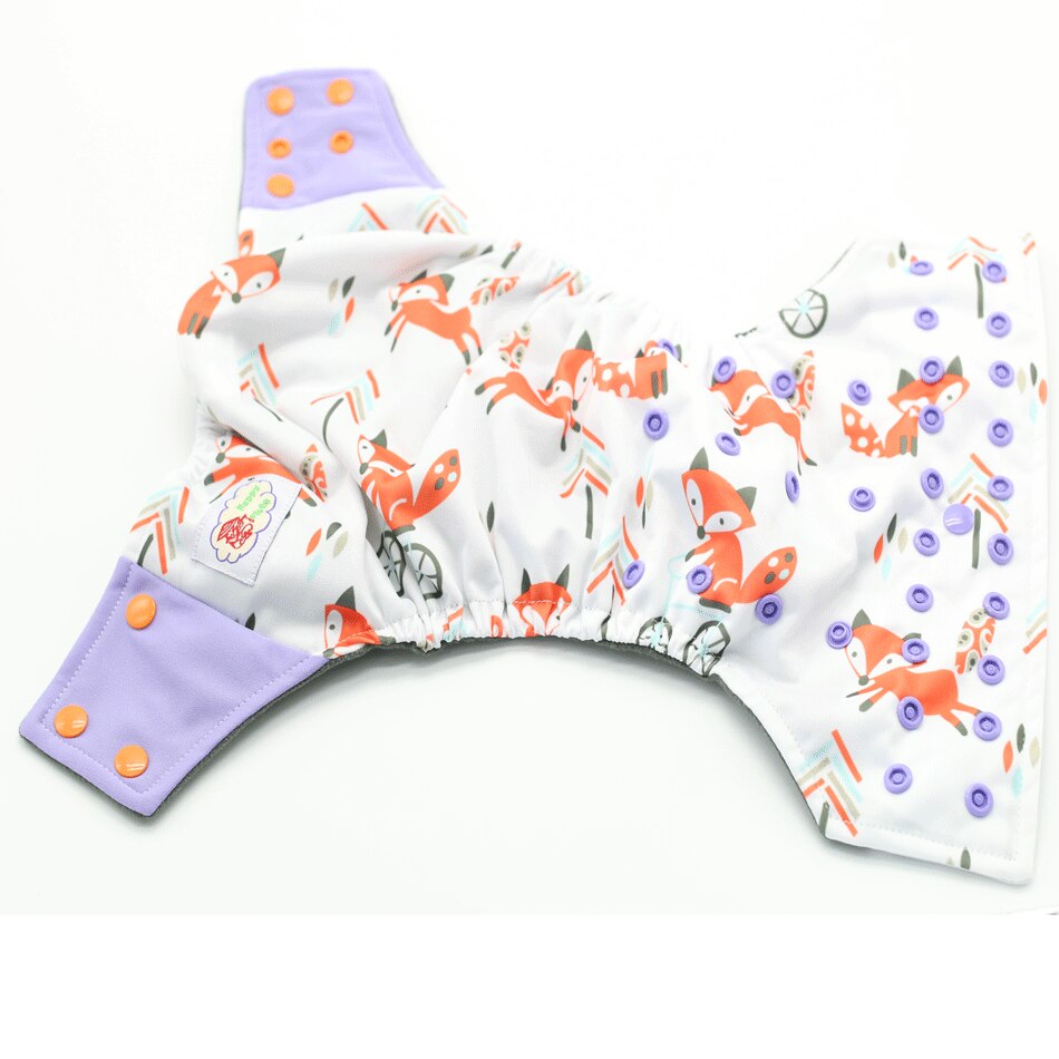Happy Flute Organic Bamboo Cotton Night Use AIO Cloth Diaper Heavy Wetter Over Night Baby Diapers Fit 3-15kg Baby Two start