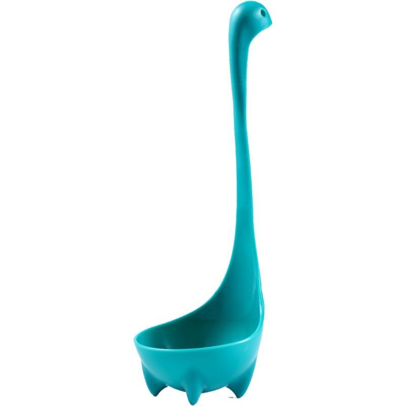 Passoire en plastique avec poignée, dessin animé , cuillère verticale mignonne, passoire à Long manche, cuisine, outil résistant à la chaleur: Spoon / Lake blue