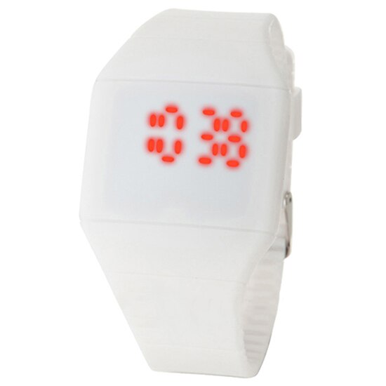 Men Lady Touch Watch Digital LED Silicone Sport Wristwatch Ultra-thin Watch Red LED: White