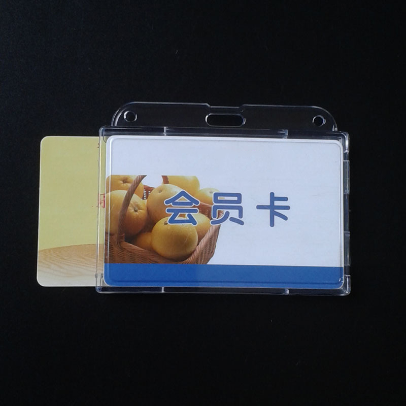 Klar gennemsigtig id-kortholder beskyttelsesdæksel til medarbejder-badge-kort  d6: Vandret version