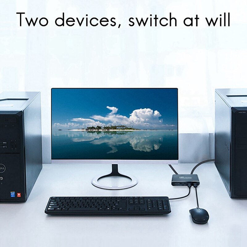 KVM HDMI Switch 4Kx2K@30Hz 2Port Ultra HD Switcher for Computer Monitor Keyboard Mouse Display