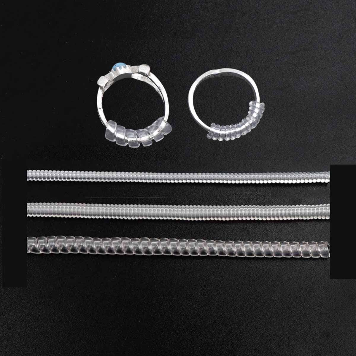 3Size 10cm Clear Ring Spiral Based Ring Size Adjuster Guard Tightener Reducer Resizing Tools Jewelry Accessories
